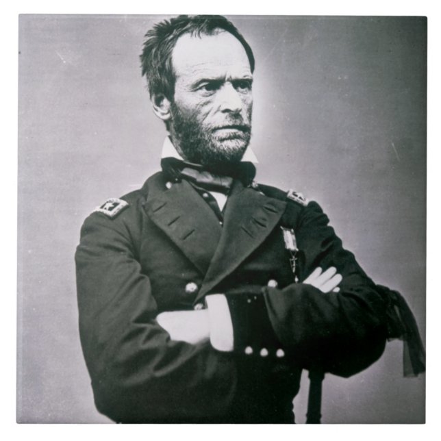 General William T. Sherman (1820-91) (b/w Foto) Fliese (Vorderseite)