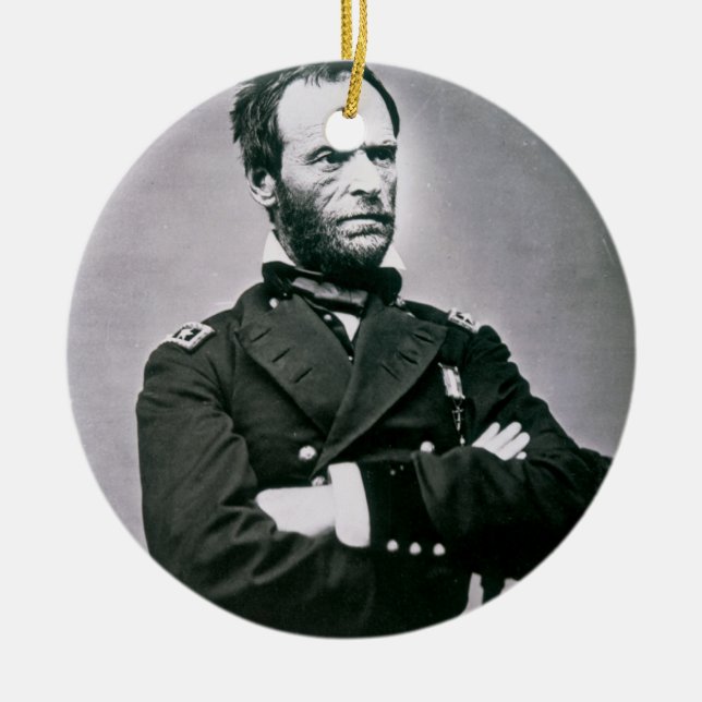 General William T. Sherman (1820-91) (b/w Foto) Keramikornament (Vorne)