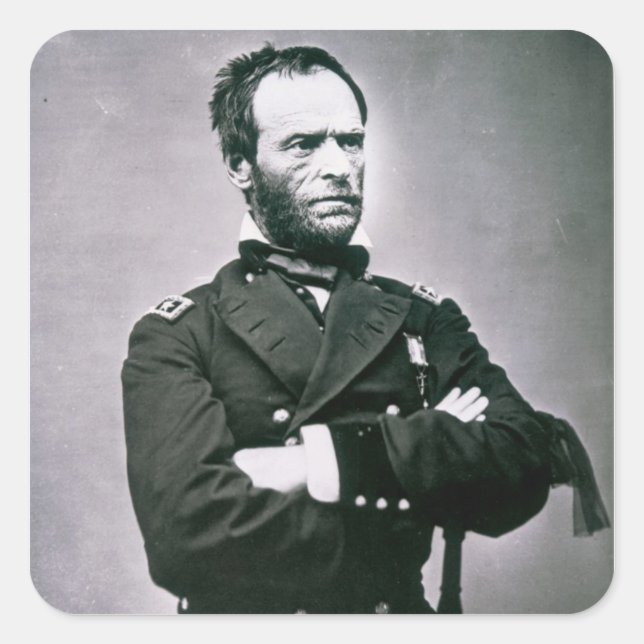 General William T. Sherman (1820-91) (b/w Foto) Quadratischer Aufkleber (Vorderseite)