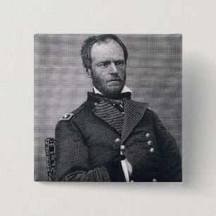 General William Tecumseh Sherman, graviert nach a Button