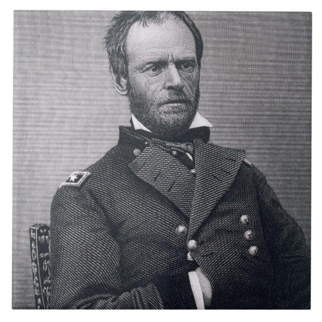 General William Tecumseh Sherman, graviert nach a Fliese (Vorderseite)