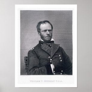 General William Tecumseh Sherman, graviert nach Poster