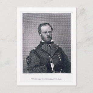 General William Tecumseh Sherman, graviert nach Postkarte