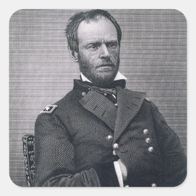 General William Tecumseh Sherman, graviert nach Quadratischer Aufkleber (Vorderseite)