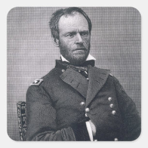 General William Tecumseh Sherman, graviert nach Quadratischer Aufkleber