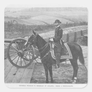 General William Tecumseh Sherman in Atlanta Quadratischer Aufkleber