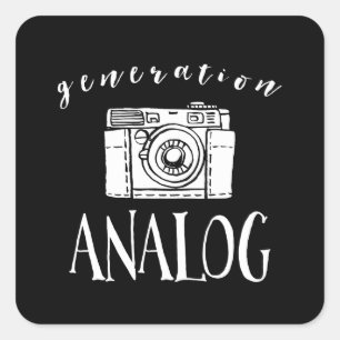 Generation Analog Vintage Kamera Fotograf Quadratischer Aufkleber
