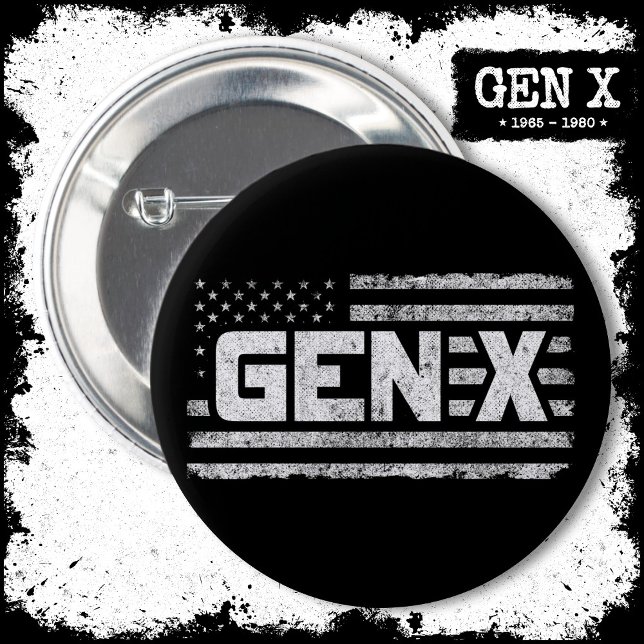 Generation X - Amerikanische Flagge - Proud Gen Xe Button (Von Creator hochgeladen)