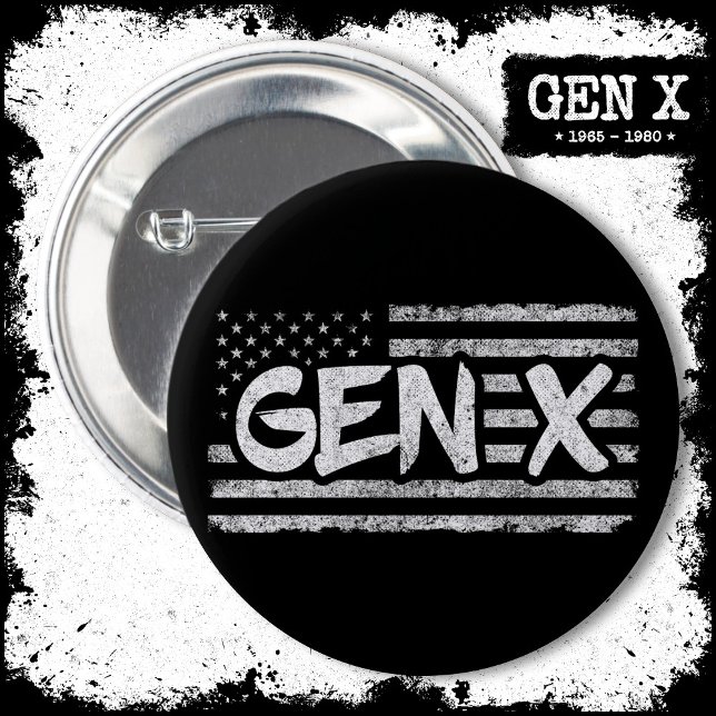 Generation X - Amerikanische Flagge - Proud Gen Xe Button (Von Creator hochgeladen)