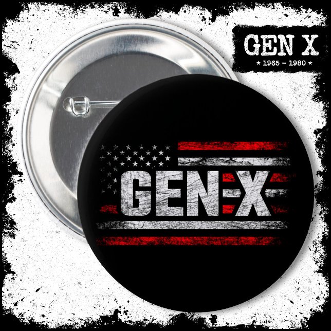 Generation X Gen Xer Gen X American Flag Gen X Button (Von Creator hochgeladen)