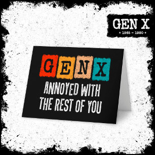 Generation X Gen Xer hat sich über die Erholung vo Karte