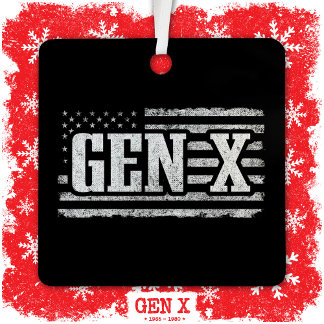 Generation X Gen Xer Proud American Flag Gen X Ornament Aus Metall