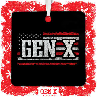 Generation X Gen Xer Proud American Flag Gen X Ornament Aus Metall