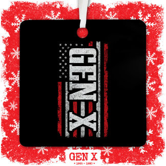 Generation X Gen Xer Proud American Flag Gen X Ornament Aus Metall