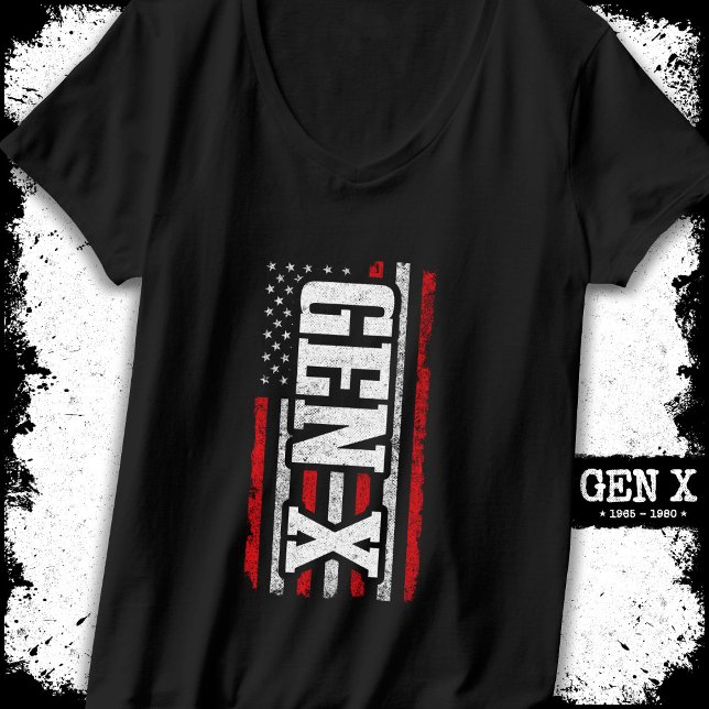 Generation X Gen Xer Proud American Flag Gen X T-Shirt (Von Creator hochgeladen)