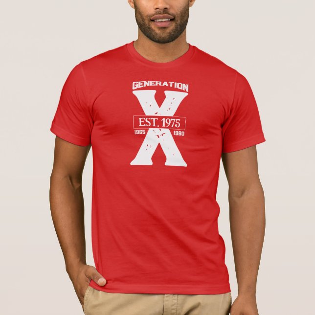 Generation X Personalisierter T - Shirt Rot und We (Vorderseite)