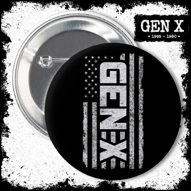 Generation X Proud Gen Xer American Flag Gen X Button (Von Creator hochgeladen)