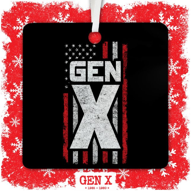 Generation X Proud Gen Xer American Flag Gen X Ornament Aus Metall (Von Creator hochgeladen)