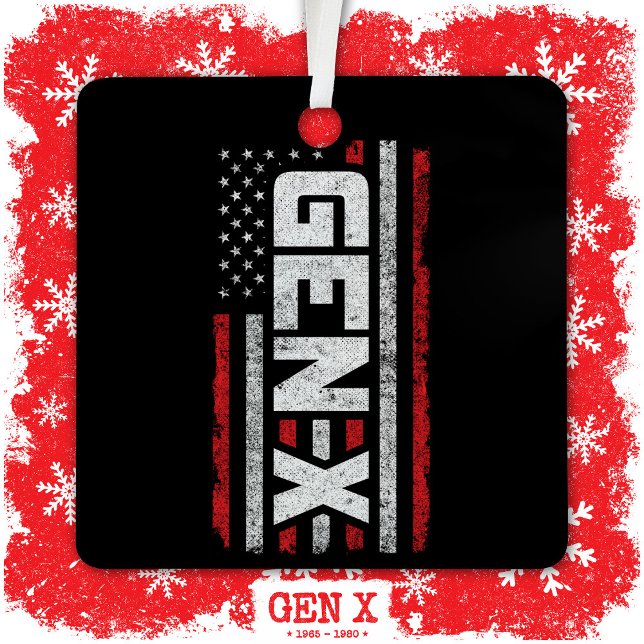 Generation X Proud Gen Xer American Flag Gen X Ornament Aus Metall (Von Creator hochgeladen)
