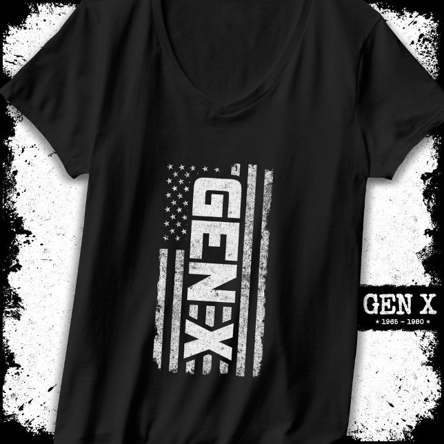 Generation X Proud Gen Xer American Flag Gen X T-Shirt (Von Creator hochgeladen)