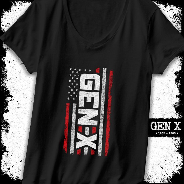 Generation X Proud Gen Xer American Flag Gen X T-Shirt (Von Creator hochgeladen)