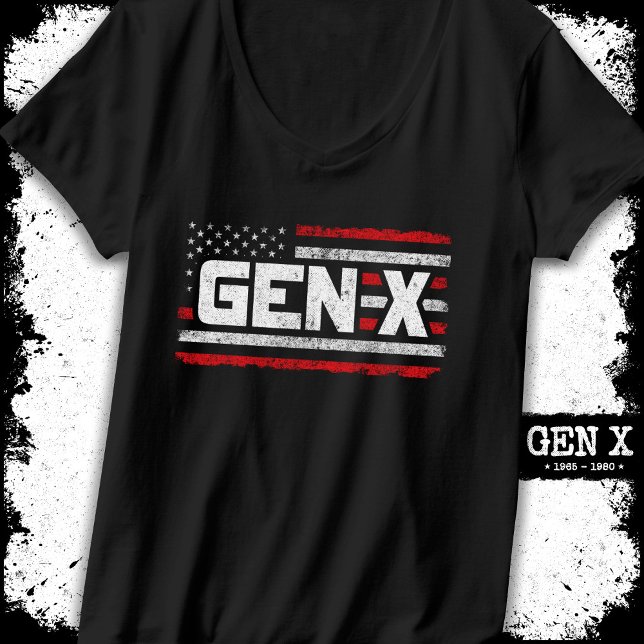 Generation X Proud Gen Xer American Flag Gen X T-Shirt (Von Creator hochgeladen)
