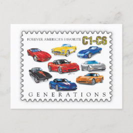 GENERATIONEN DER AUTOMOBILKUNST FEIERTAGSPOSTKARTE