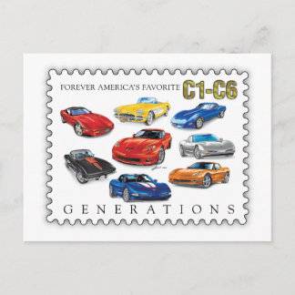 GENERATIONEN VON AUTOMOBIL-KUNST-FEIERKORTEN FEIERTAGSPOSTKARTE