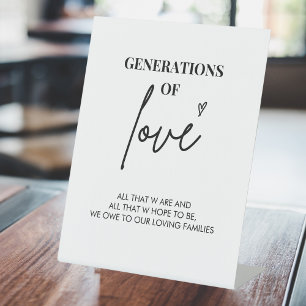 Generationen von Liebe Modernes Hochzeitszeichen Sockelschild