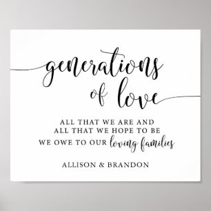 Generations Of Love Wedding Family Thank You Sign Poster