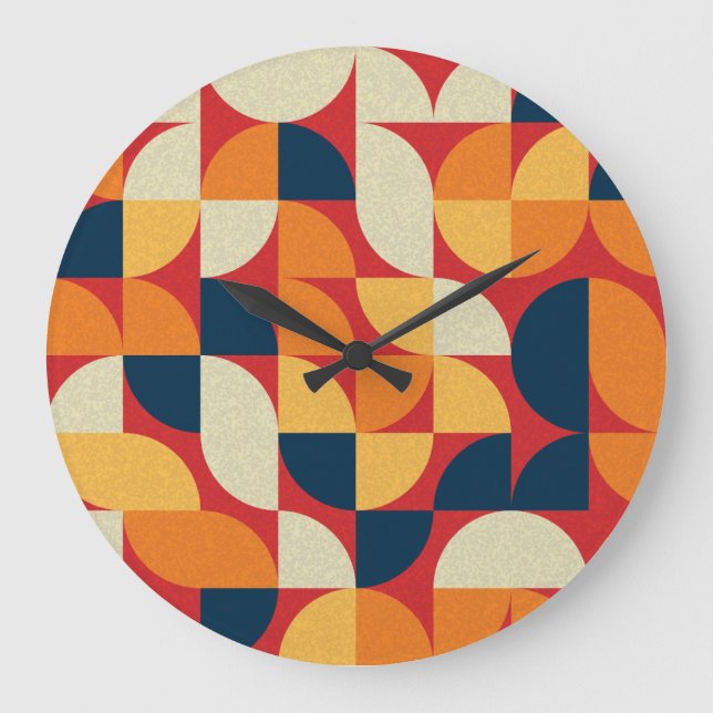 Generative Kunst: Bunte Quarterzirkel Große Wanduhr (Vorderseite)