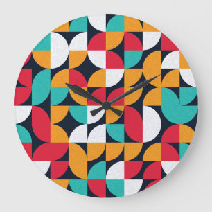Generative Kunst: Farbiges Dreieck-Muster Große Wanduhr