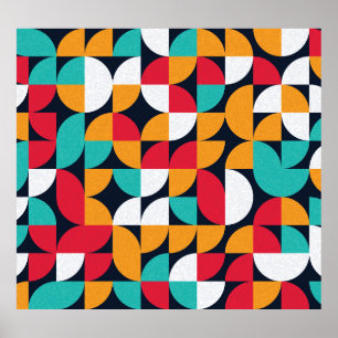 Generative Kunst: Farbiges Dreieck-Muster Poster