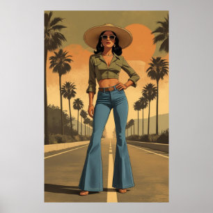 generativer Inhalt der 70er Jahre Frau in Bellbode Poster