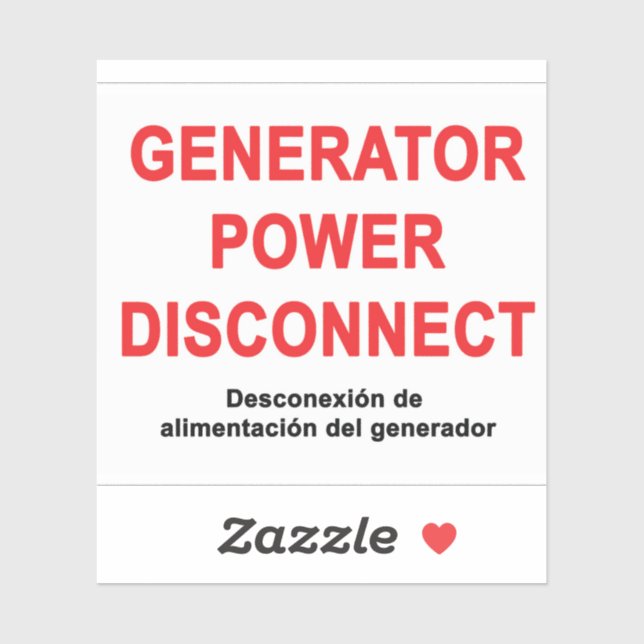Generator-Notstromversorgung Abschalten - ETIKETT (Blatt)