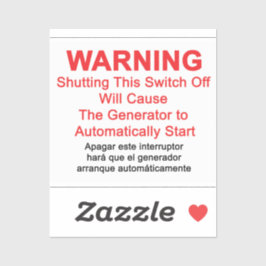 Generator startet automatisch - WARNHINWEIS Aufkleber