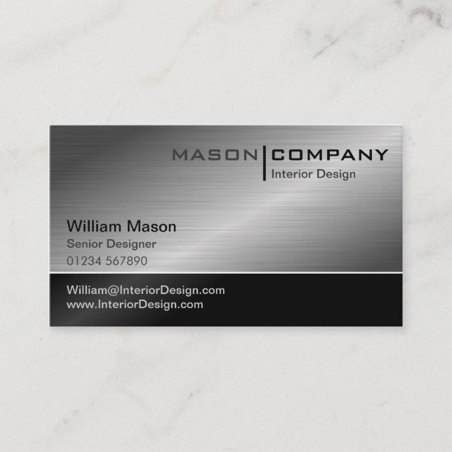 Generic Black & Steel Corporate Business Card Visitenkarte (Vorderseite)