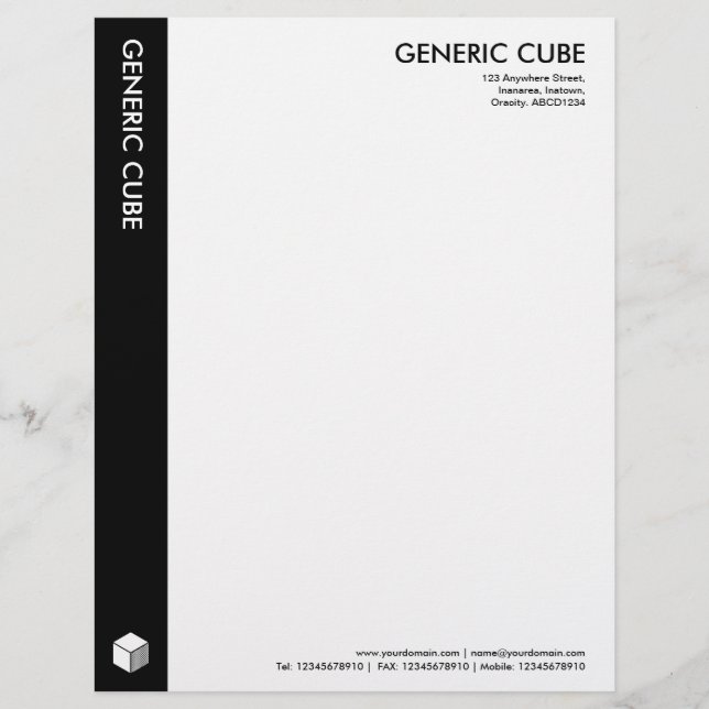 Generic Cube - Schwarz Briefkopf (Vorderseite)