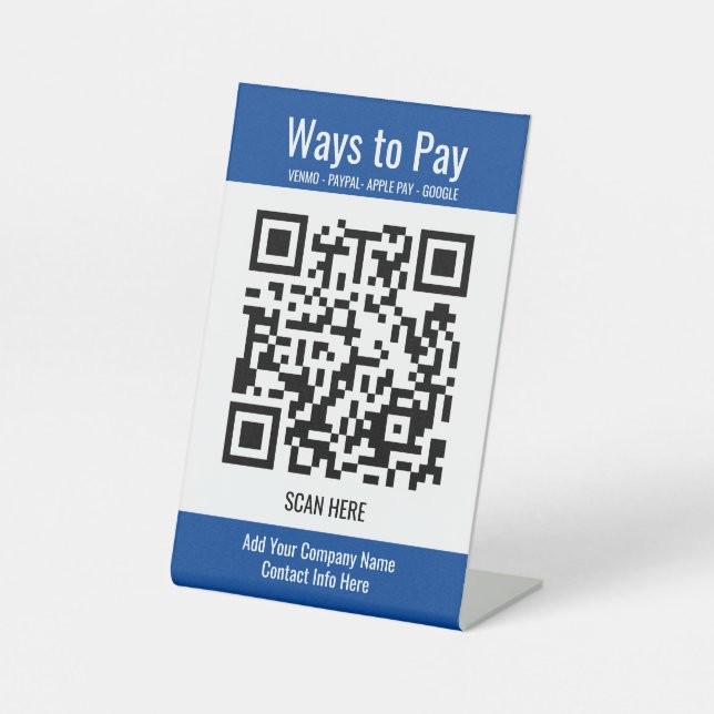 Generieren von QR Code Link für Venmo-Zeichen Sockelschild (Vorderseite)