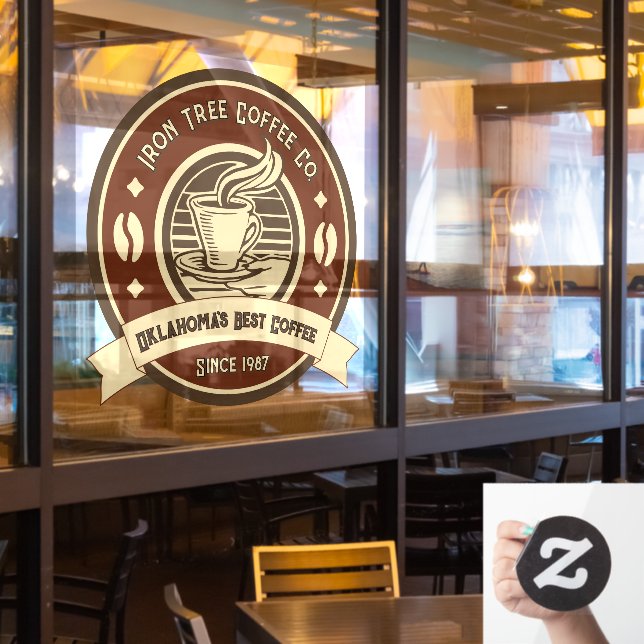 Generischer Kaffeeshop anpassen Rustikale Front Fensteraufkleber (Restaurantfenster)