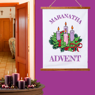 Generischer MARANATHA Adventskranz Wandteppich Mit Holzrahmen