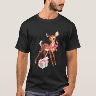Generisches Retro-Vintage-Rentier Rosa Weihnachten T-Shirt