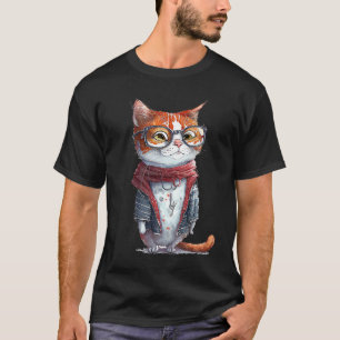 Genervte Katzenperson süße Katze trägt Brille Grap T-Shirt