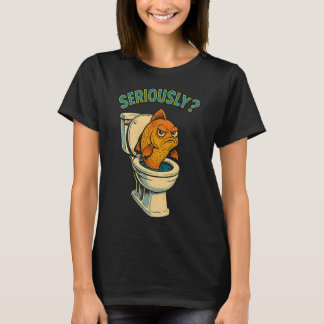 Genervter Fisch kommt aus der Toilette – Retro-Com T-Shirt