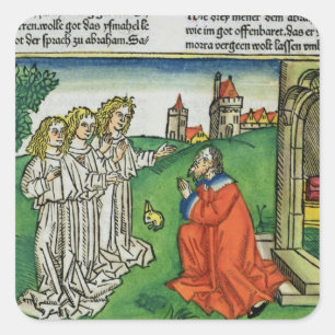 Genese 18 2 Abraham und die drei Engel, vom Th Quadratischer Aufkleber