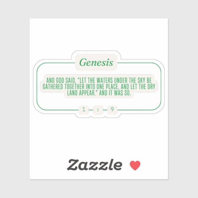 Genese 1:9 aufkleber (Blatt)