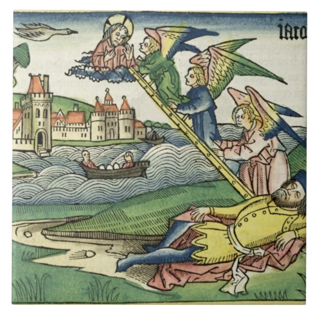 Genese 28 10 Jakobs Leiter, vom 'Nürnberg Fliese (Vorderseite)