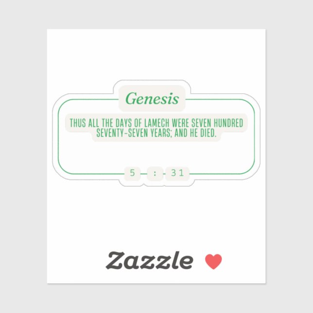 Genese 5:31 aufkleber (Blatt)