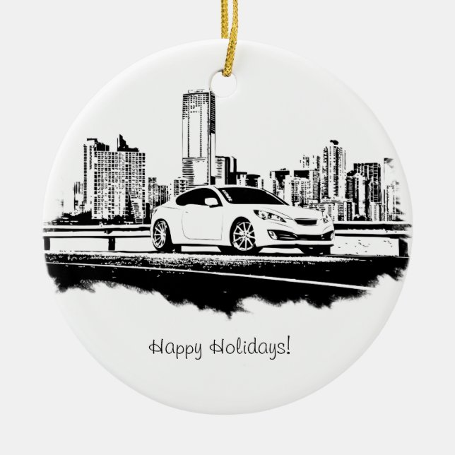 Genese-Coupéseite geschossener schwarzer Keramik Ornament (Vorne)