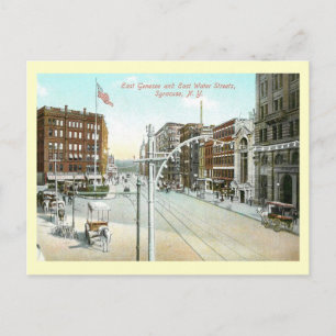 Genesee & Water Street, Syracuse, New York Vintage Postkarte